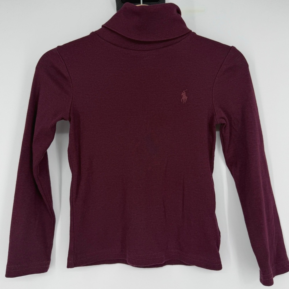 Polo Ralph Lauren Toddler Solid Burgundy Ribbed Turtleneck Long Sleeve Shirt